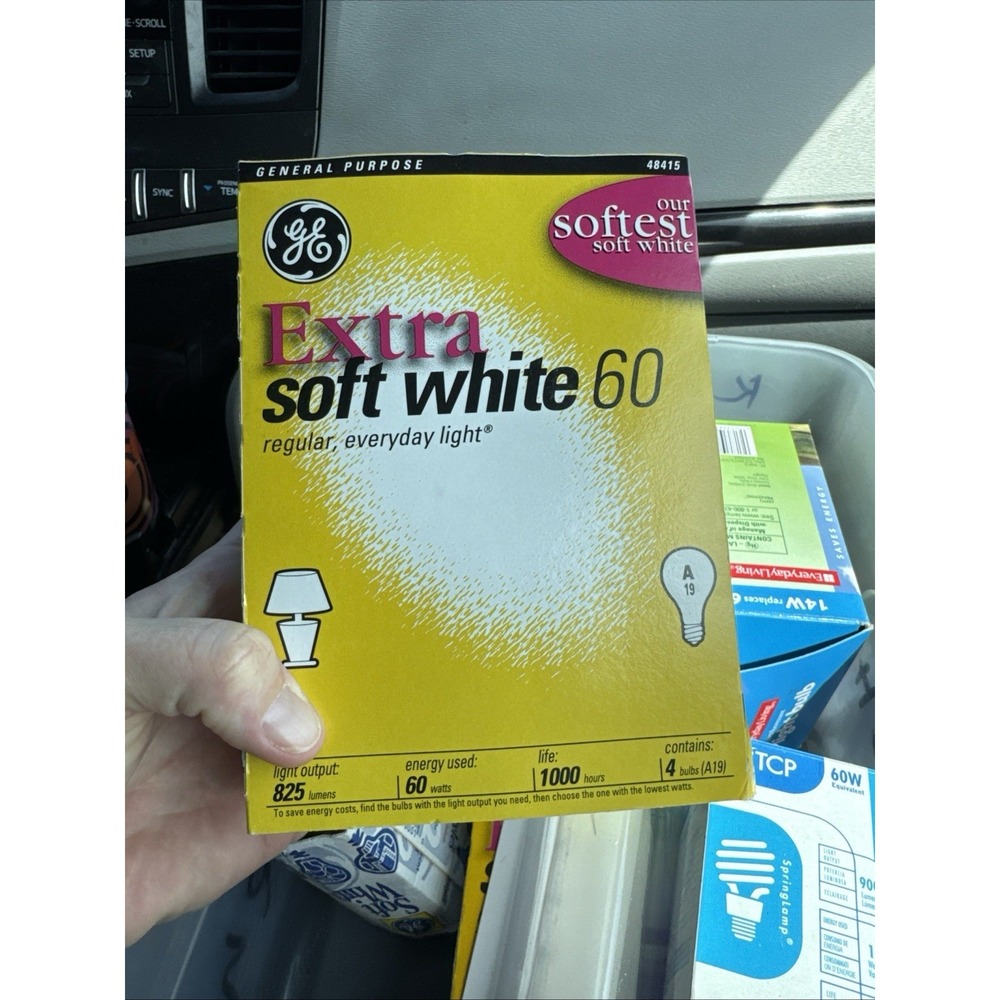 GE Extra Soft White 60 Watt Light Bulbs Lot of 3 Bulbs NEW In Box (1 Removed)